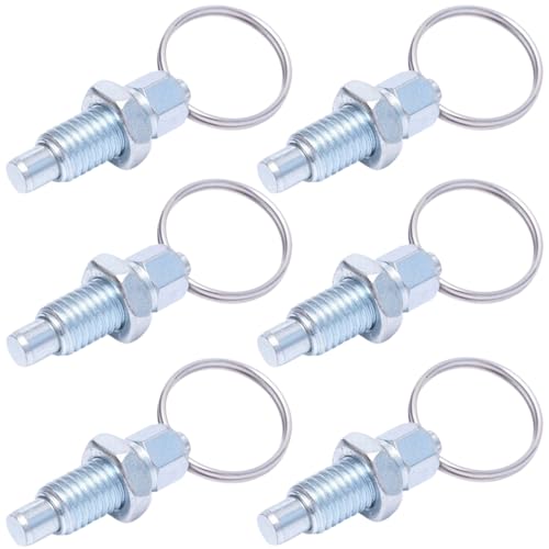 6pcs Carbon Steel Pull Ring Indexing Plunger, Retractable Spring Manual Plunger Quick Release Pin Spring-Loaded Plunger Pulls Ring Spring Plunger Replacement Spring Plunger Mechanic Accessories (M10)