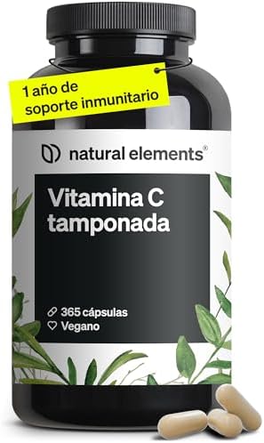 Vitamina C tamponada - 365 cápsulas para 1 año - Suave para el es...