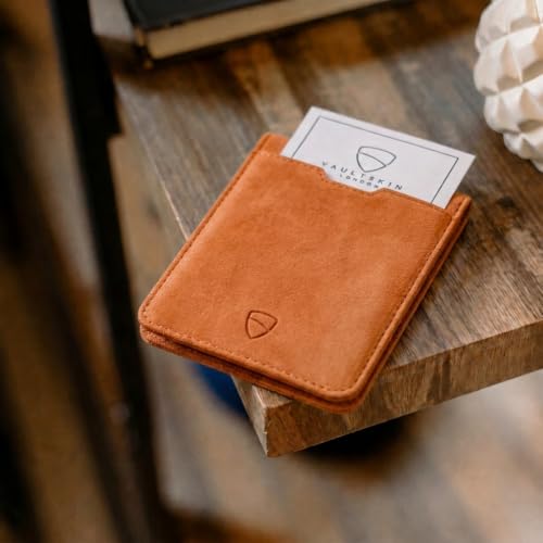 Image of Vaultskin MANHATTAN Slim RFID Blocking Bifold Leather Wallet for Men - Men's Leather Wallet, Front Pocket Minimalist Card Holder, Holds 9 Cards and Cash, Premium Italian Leather