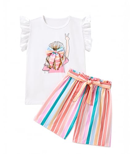 Image of Girls Summer Outfits Cute Sleeveless Top High Waisted Short Sets with Pockets Teen Girl Clothes Size 6-14 T