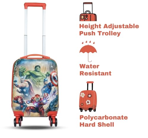 Image of ADSON Abs Kids Trolley 360 Rotating Luggage 360 Degree Wheels Non-Breakable 16 Inch Kids Hardsided Suitcase with 4 Wheels, 360 Degree Wheel Travel Trolley Bag (Design 16)