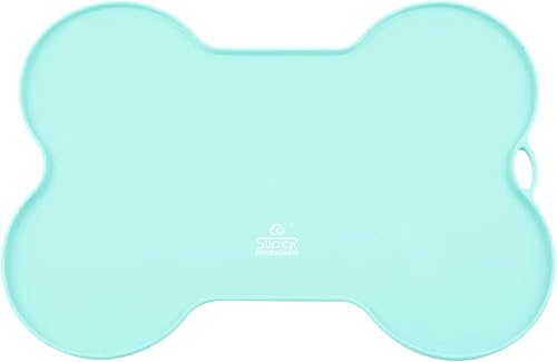 Super Design Tapete de comida para perros, tapete para comida y agua, de silicona, antiderrames, tapete para alimentación de gatos, mantel