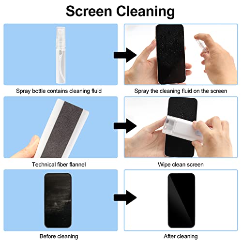 Enfudid Kit de limpeza de eletrônicos 7 em 1 – Kit de teclado, ferramenta de limpeza multifuncional