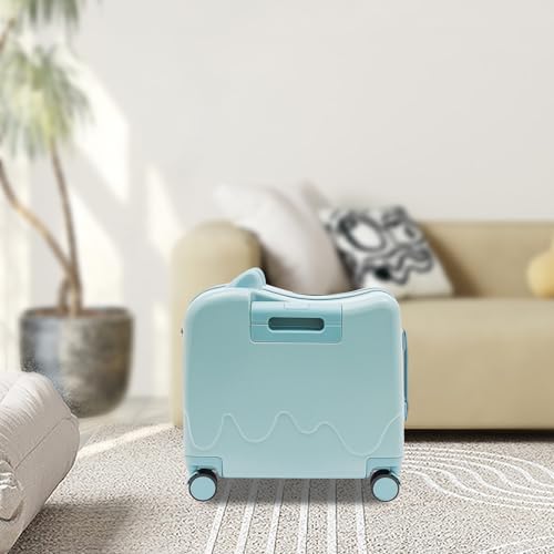 Kids Rolling Luggage with Wheels18 Kids Ride-On Suitcase, Children's Luggage Case, Rolling Luggage With Lock for Children Aged 3 to 6 Years Old Short Trips, Study Tours, Outings, Sky Blue2