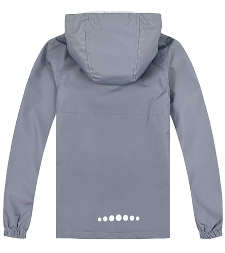 Image of Boys Girls Rain Jackets Waterproof Hooded Fleece Raincoats Lightweight Windbreakers for Kids