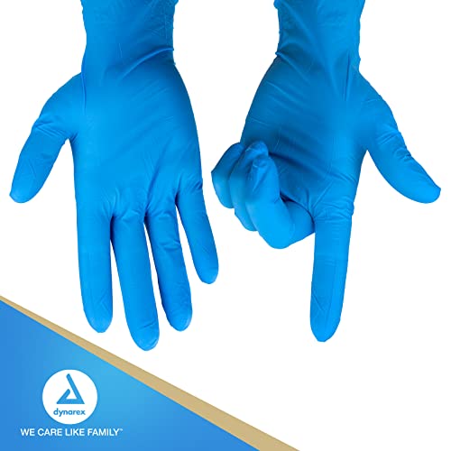 Dynarex Safe-Touch Disposable Nitrile Exam Gloves, Powder-Free, Latex-Free, Touchscreen Friendly & Used By Professionals, Blue, Extra-Large, 1 Box Of 100 Gloves #TOP5