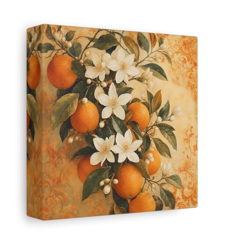 Toile branche d'oranger vintage 15x15 cm idéale pour décorer une cuisine lumineuse