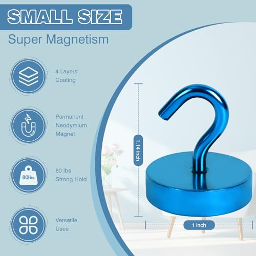 Image of Neosmuk Magnetic Hooks Steel Tube Design for Cruise,80lb+ RoyalBlue,10 Pack