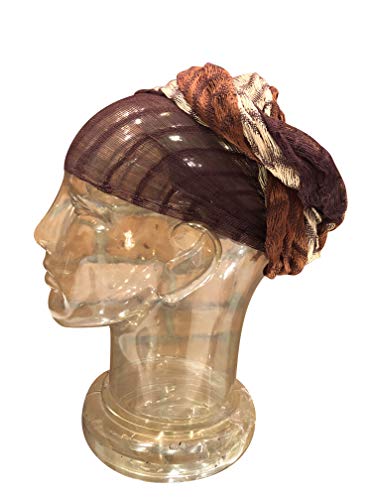 Sheer Headwrap Scarf Handwoven Breathable See Through Open Net Weave Brown Tan Beige Natural