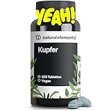 Kupfer – 365 vegane Tabletten – 2mg Kupfer pro Tagesdosis – geschmacksneutral, hochdosiert, ohne unnötige Zusätze – in Deutschland produziert & laborgeprüft
