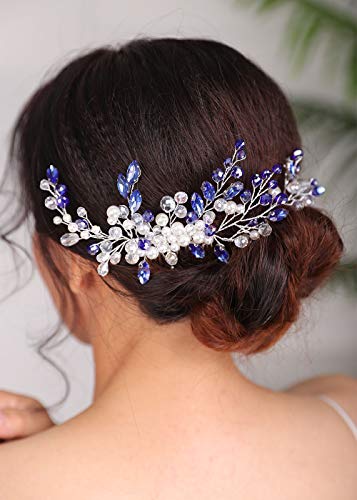 Peine para cabello vintage de cristal azul miniatura 5