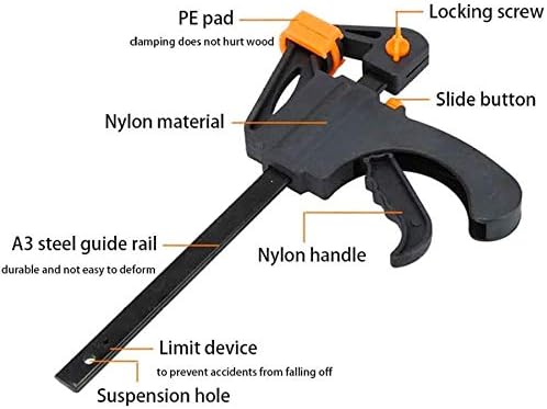 4 Inch Quick Grip Clamps Ratchet Bar Clamp One Handed Bar Clamp, 4 Pack F Wood Clamps Grips Bar Clamp Fixing Tool Quick Release Squeeze Hand Bar Tool, Ideal for Fast and Easy Clamping Applications