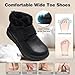 Women's Orthopedic Diabetic Wide Leather Winter Ankle Boots: Comfortable Plantar Fasciitis Arch Support Orthotics Swollen Feet Dress Shoes, Hook and Loop Camping Driving Leisure Oxfords Black Size 7