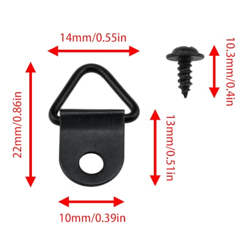 Image of 100 PCS Picture Frame Triangle Hook 23x10mm Black Single Hole Lifting Ring for Hanging Clock Painting Artwork Photo Frame
