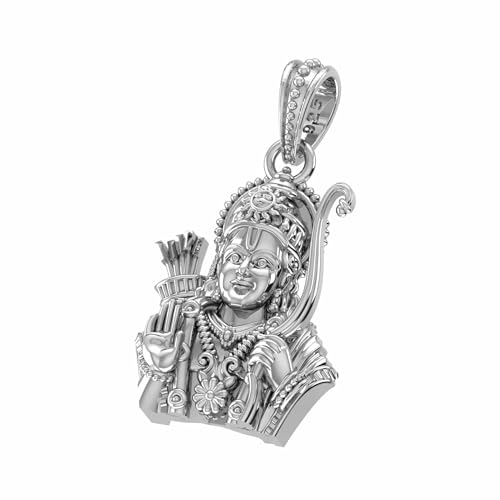 Pendentif Shri Ram en argent sterling 925 avec chaîne serpent