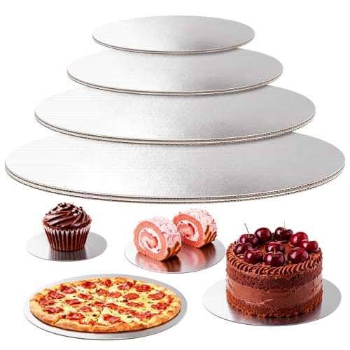 Cmkura 8 Pack Round Cake Boards, Silver Cake Circles 6,