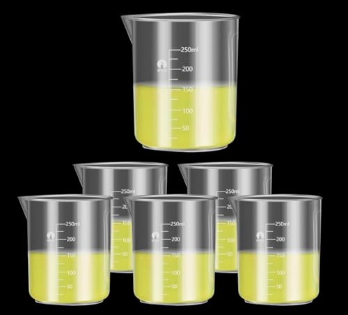 Image of 250ml Plastic Measuring Cups Graduated Epoxy Resin Mixing Cups, Small Beaker, Plastic Measuring Cup for Epoxy Resin, Paint, Art Craft, Soap Candle Tumbler Making (6, 250ml)