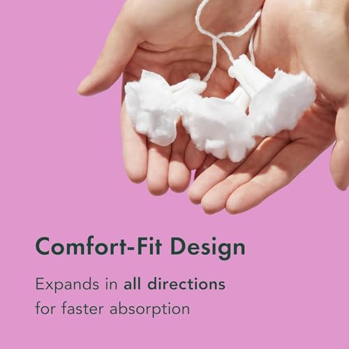 Image of Rael Slim Applicator Tampons with Organic Cotton Core (36 Ct, Super) | Period Tampons for Women, Super Absorbency, BPA-Free, Chlorine-Free, Leak Locker Technology, Unscented, Period Essentials