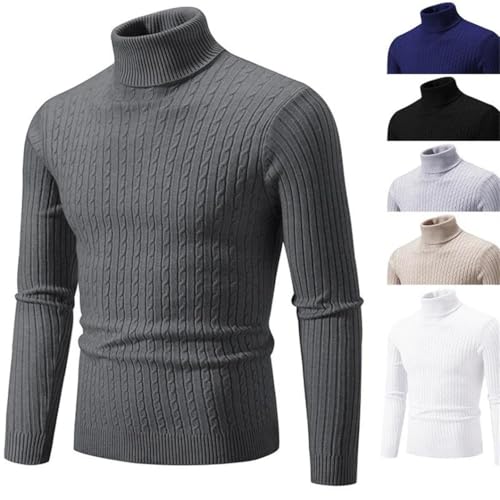 Men's Turtleneck Sweater Solid Color Pullover Knitted Warm Casual Sweatwear Outdoor Tops2