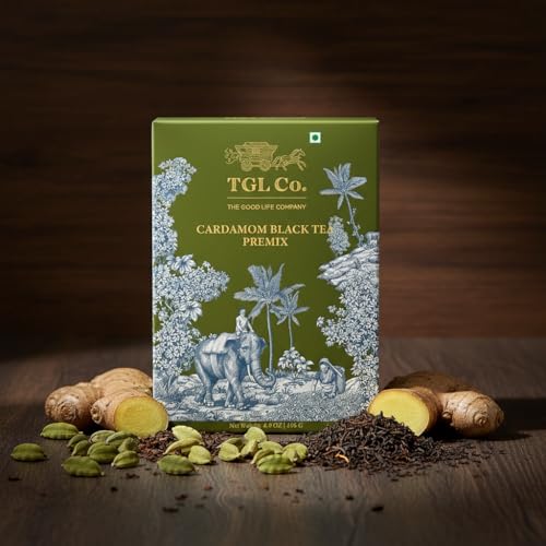Image of TGL Co. Instant Cardamom Black Tea Premix (14 Sachets) Quick & Easy To Make Elaichi (Cardamom) Flavored Tea Premix Sachets - 14g Per Serve