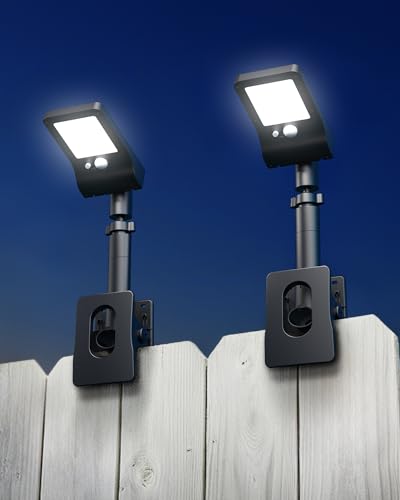 Image of Clip On Solar Lights Outdoor, 350LM Solar Motion Sensor Clamp Light with 1200mAh Battery, 3 Modes 360 Adjustable Waterproof Fence Lights for Porch, Mailbox, Camping, Emergency, Security