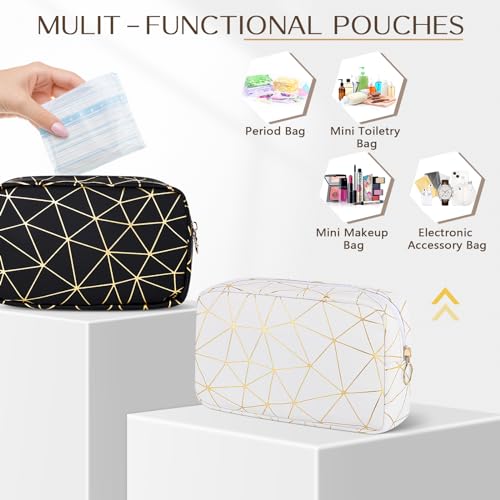Image of Likesing Period Bag for Girls Womens, Leather Sanitary Napkin Storage Bag, Portable Menstrual Pad Bag Period Pads Pouch (Beige Gold)