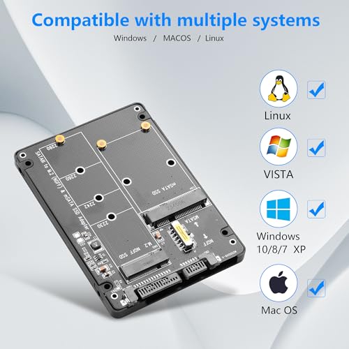 CERRXIAN 2 in 1 M.2 NGFF & MSATA SSD to 2.5" SATA III Converter Adapter - B Key/M Key M.2 NGFF mSATA SSD Hard Drive to SATA3.0 Enclosure Adapter - Black by CERRXIAN - Image 5