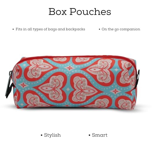Image of VISMIINTREND Red Hearts Printed Flat Pencil Pouch - Lightweight and Multi-Purpose Organizer for Girls & Boys, Adults