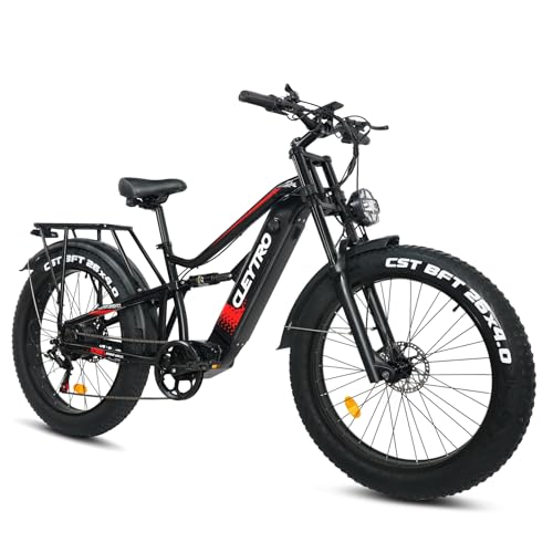 Lohang Vélo électrique pour Adultes, vélo électrique Tout-Terrain 26 Pouces, Double amortisseurs, Doubles Freins à Disque hydrauliques, 7 Vitesses, Batterie 48V18Ah, autonomie 45-90km