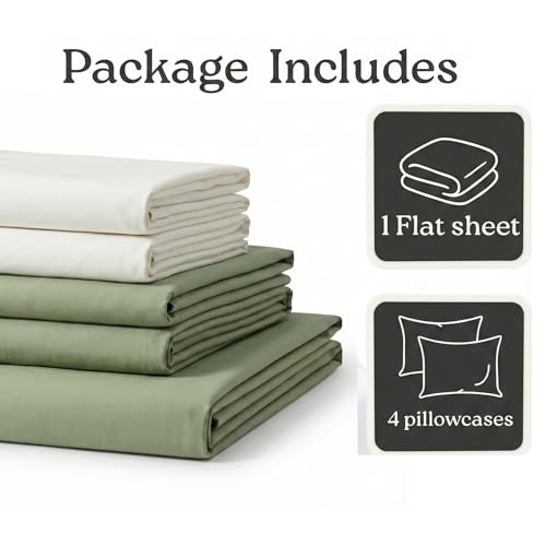 Image of Blue Strip Polycotton Bedsheet, Double 90x100 (Sage Green & White) | Hotel Quality | Soft, Breathable & Colourfast | Wrinkle Resistant | Machine Washable | Pillow Covers Included