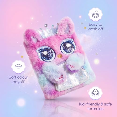 Image of Princess by RENEE Dear Diary Makeup Kit For Kids & Preteens | With 8 Eyeshadows, 2 Blushers, 2 Lipsticks, 2 Lip Gloss Solid, 2 Glitter Gels, 3 Brushes | Dermatologically Tested, Easy To Wash | 1 Unit