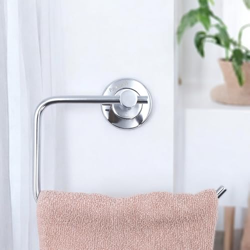 Image of Stainless Steel Wall-Mounted Toilet Paper Holder - Rustproof Tissue Roll Hanger with Swivel Arm, Durable, Rust Proof (C-Shape, Chrome Finish, Pack of 1)