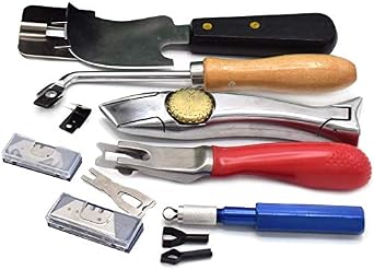 Vinyl Flooring Heat Welding Tools Kit, Quarter Moon Trimming Skiving Knife with Hand Groover Seam Trimmer and PVC Vinyl Flooring Shark Knife w/ 10pcs Straight Blades and 10pcs Cut Hook Blades