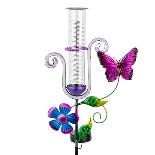 Stargarden Rain Gauge Outdoor, Solar Powered Rain Gauge, 7