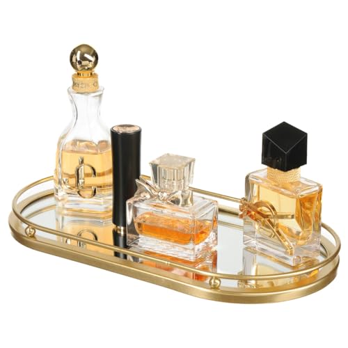 Bandeja Decorativa Espelhada Taça Perfume Maquiagem Lavabo (Dourado)