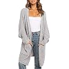 ZIYYOOHY Gebreide jas voor dames, lange gebreide cardigan, pullover, vleermuismouwen, gebreide jas, outwear met zak