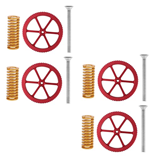 VILLFUL Printed Leveling Nut Kit Metal Red Hand Turn Printer Hand Leveling Kit for DIY Printer Parts