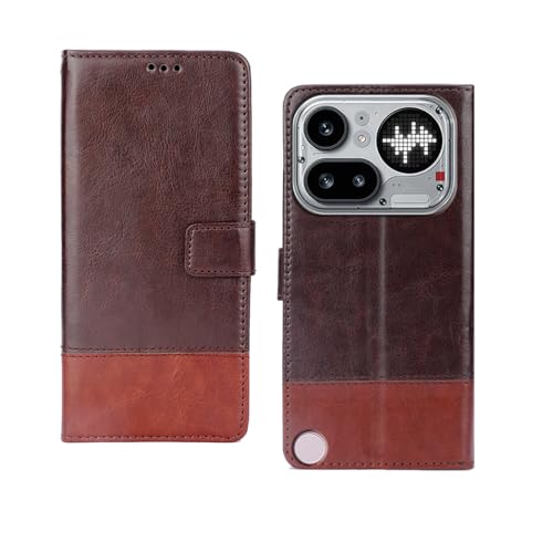 Image of amazon basics Nothing Phone 4A Pro 5G Flip Cover | Card Pockets Wallet & Stand | Flip Cover for Nothing Phone 4A Pro 5G (Coffee and Tan)