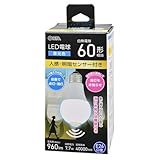 オーム(OHM)オーム電機 LED電球 E26 60形相当 人感明暗センサー付き 昼光色 LDA8D-G R52 06-4788