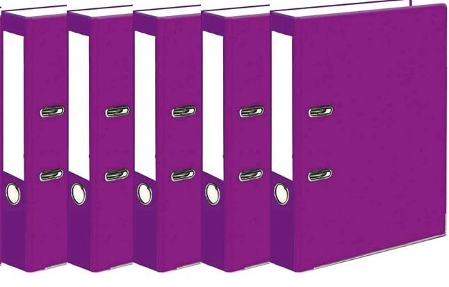 Very Strong Premium Quality Linen Lever Arch Files A4 Heavy Duty by Nobel (Purple, 5 Files)