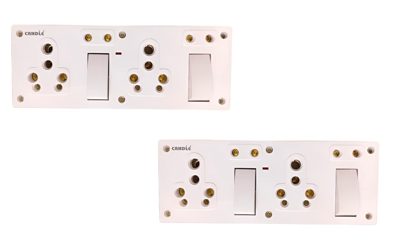 CANDLE 2 SWITCH 4 SOCKET 1 INDICATOR 20 Amp. SS COMBINED WITH BOX One Way Electrical Switch board (Pack of 2 pieces) (B09P8WXQ1K) Amazon Price History, Amazon Price Tracker