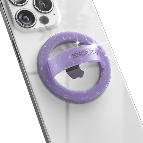 Encased Magnetic Phone Grip Holder (Compatible with MagSafe) Thin Silicone Finger Loop Ring for iPhone (Purple Glitter) by ENCASED - Used condition - US$8.35