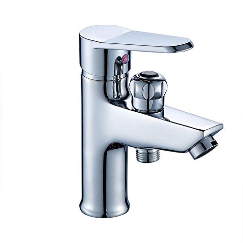 CYSJ Robinet De Salle De Bain Cascade Salle Bains Matériaux Construction Quincaillerie Robinet Lavabo Monotrou Cuivre Bouton À Double Usage Douche Externe Lavabo Chaud Et Froid Placage