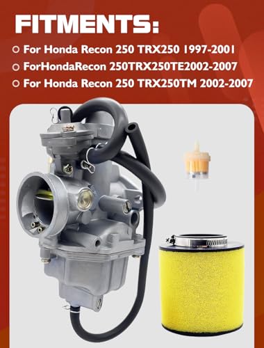 Image of TRX 250 Carburetor Fits for Honda Recon 250 TRX250 TRX250EX TM TE 1997-2007 ATV with Air Filter Spark Plug Carb Tune Up Kit