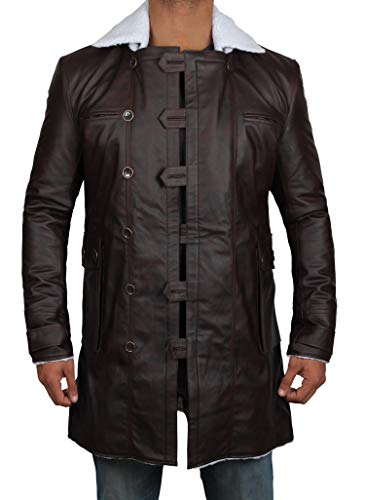 Blingsoul Mens Shearling Swedish Bomber Jacket - Brown Winter Fur Distressed Leather Jacket Coat | [1600224] Brown Bain PU (L)