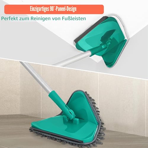 JEHONN Bodenwischer Wischmopp mit Langem Griff 200CM, 3-In-1 Wand Mop mit 6 Ersatz Mikrofaser...