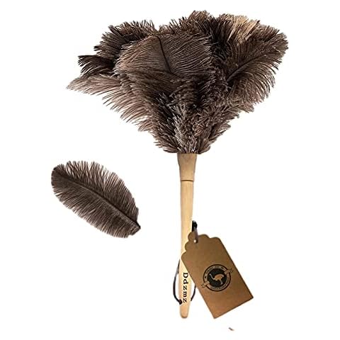Genuine Ostrich Feather Duster with Wooden Handle Cover