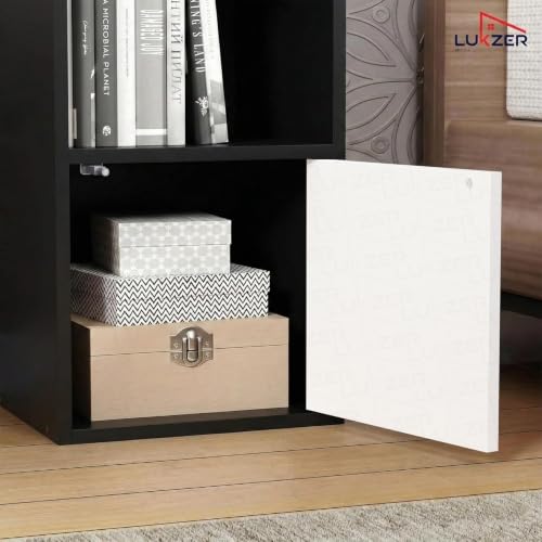 Image of Lukzer 2 Layer Wooden Book Rack /Shelf /Stand | Multipurpose Storage Cabinet & Bookshelf with Open & Enclosed Shelves | Compact Organizer for Bedroom, Kitchen, Living Room & Office (MR-021 /Black)