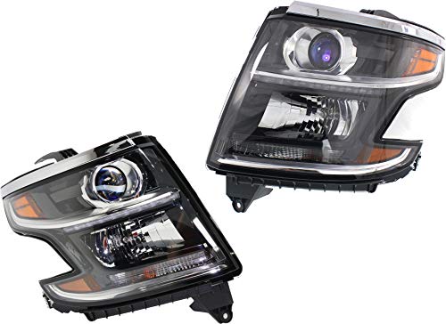 Evan Fischer Headlight Compatible For 2015-2017 Chevrolet Tahoe Suburban Left Driver and Right Passenger Halogen With bulb(s)