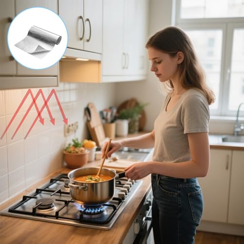Miniatura 6 de Laitejituan Placa De Aluminio De Protección 60 X 350 Cm Protector Térmico Aluminizado Con Adhesivo Barrera Termica Lámina De Fibra De Vidrio Aluminizada Reflectante De Aislamiento